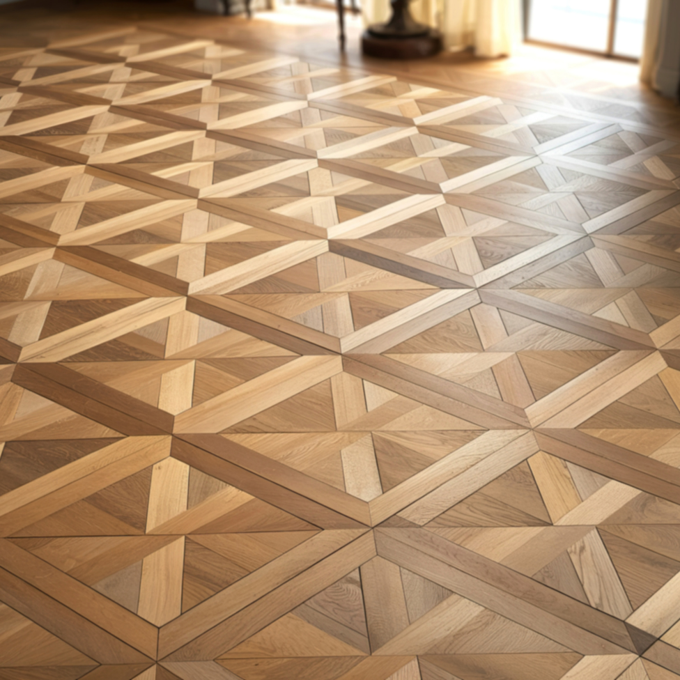 Angle shot of Versailles parquet flooring