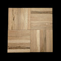 A single 12"x12" - 7 finger - White Oak Parquet Tile. Shown with a black background.