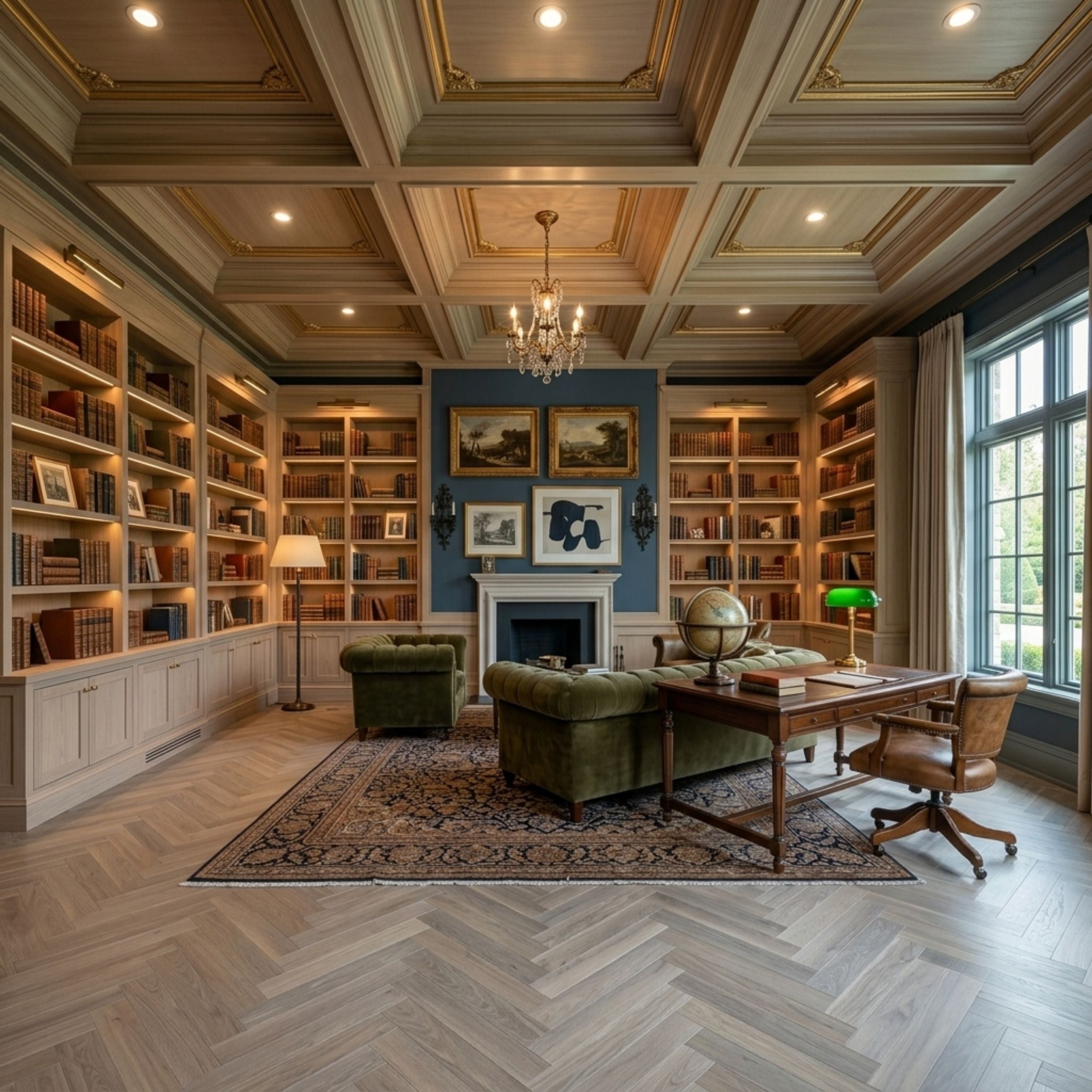 Engineered European Oak Ember Valley - Herringbone. ai room image.