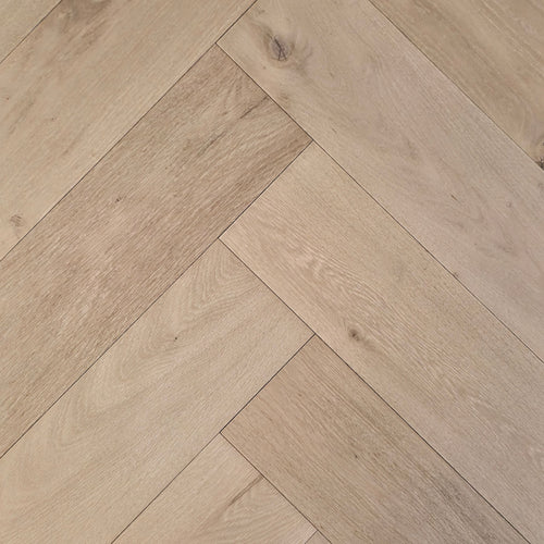 Engineered European White Oak arranged in a herringbone pattern.  