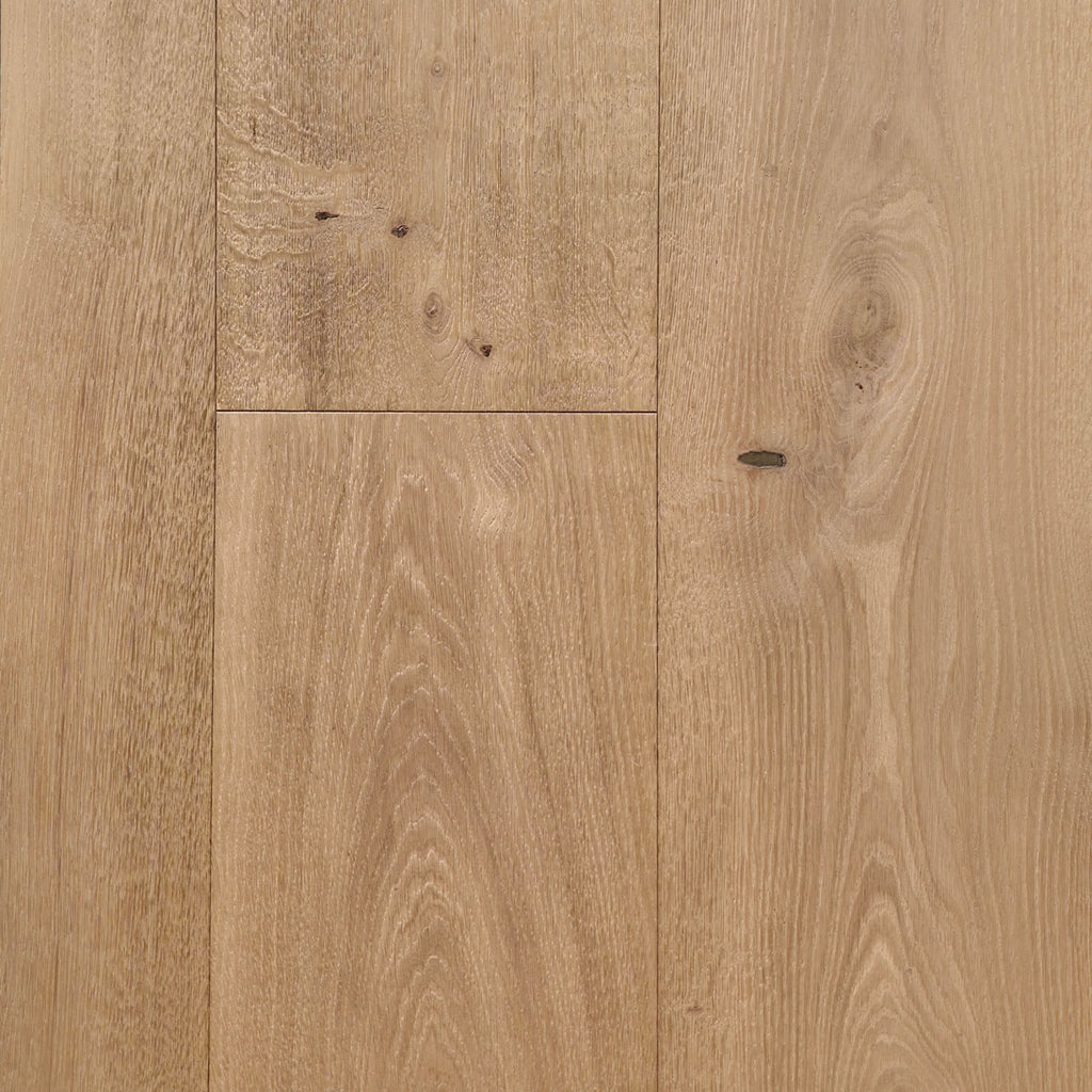 engineered European oak Gstaad Glow Wide plank  shown close up. 